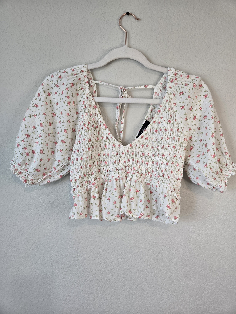 Lulu's White Floral Crop Top 100% Cotton Baby Doll Y2K Coquette Boho Festival